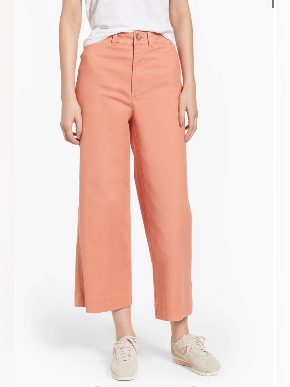 Madewell Emmett Wide Leg Crop Denim Pants in Dried Coral Peach Orange Size 27